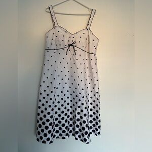 R & K Polka Dot Sun Dress 16W Black White Romantic Easter Paris Preppy‎ Coastal